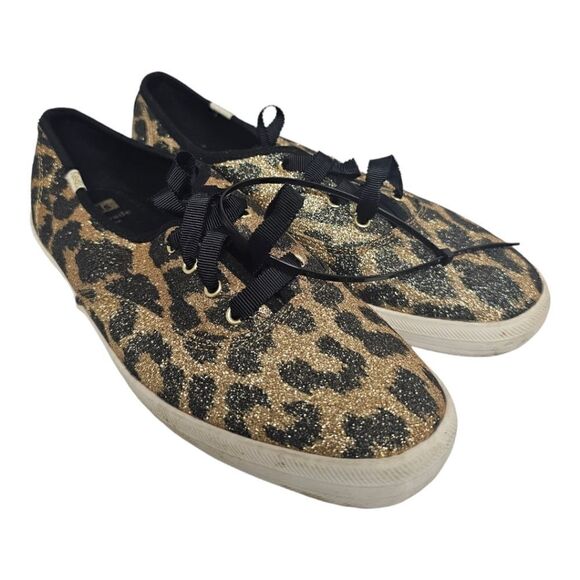 KEDS x KATE SPADE Leopard Print Glitter Sneakers - Size 9 - Picture 1 of 9